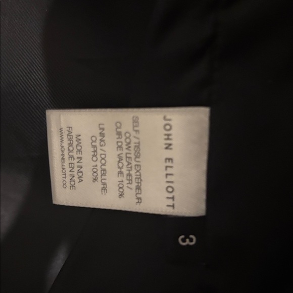 John Elliott mens black leather biker jacket size Large - Picture 8 of 8